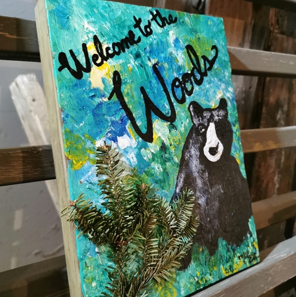 Acrylic Painting Welcome to the Woods art on wood - Picture 6 of 11